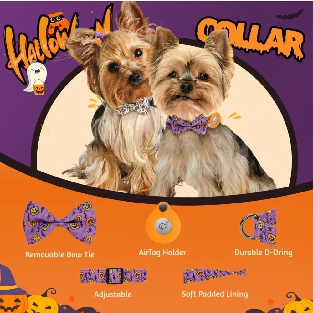 Halloween AirTag Dog Collar, Fashion Dog Collar for Small dog
